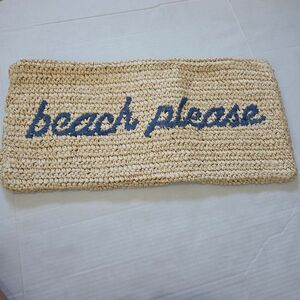 Pottery Barn "Beach Please" Pillow Cover 12x24 Hand Crocheted Coastal Decor